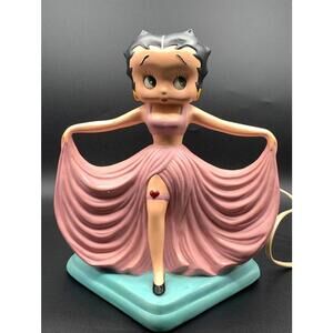 Vintage Betty Boop Table Lamp Pink Dress Heart Detail w/ Original Box